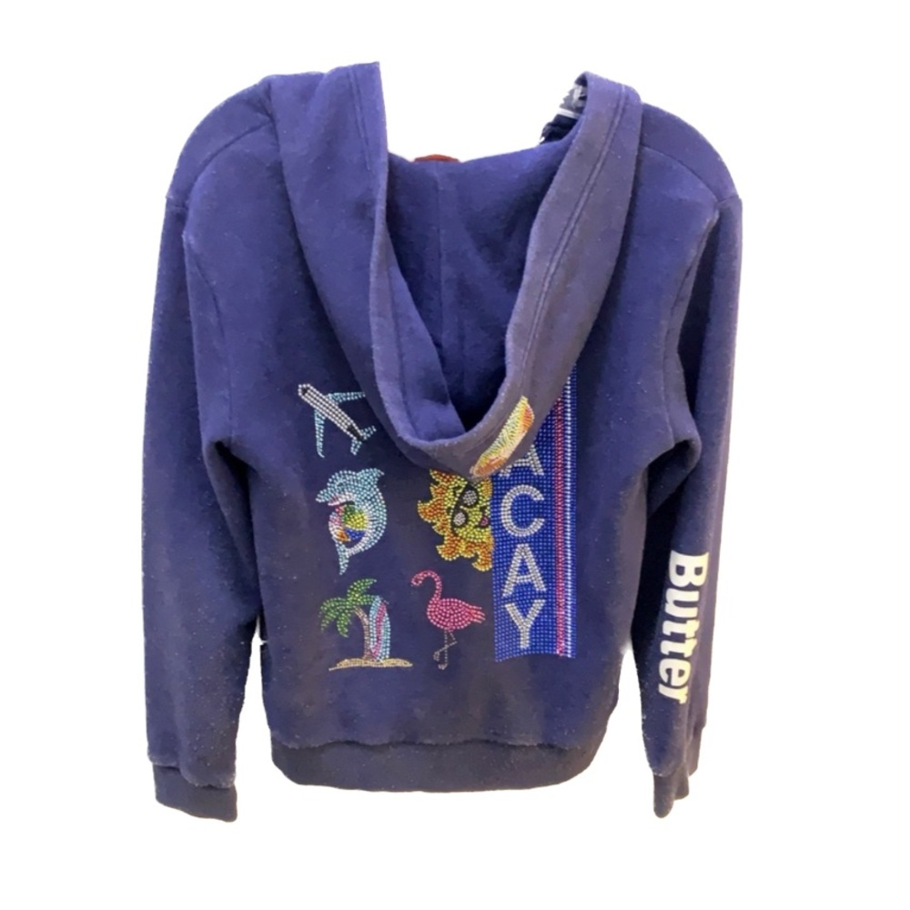 SUPER SOFT Butter Zip Up Hoodie With Studded Vacation Emojis On Back